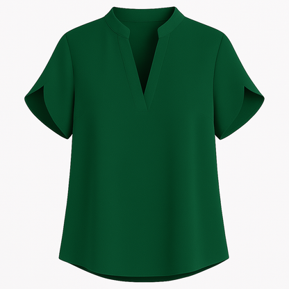 Damenbluse Mit V-Ausschnitt, Kurzärmlig, Lockere Passform - Stilvolle Blusen Für Sommergarderobe-5
