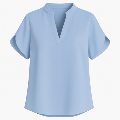 Damenbluse Mit V-Ausschnitt, Kurzärmlig, Lockere Passform - Stilvolle Blusen Für Sommergarderobe-6