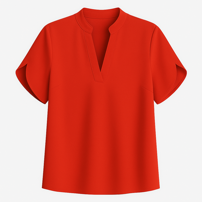 Variant image for Damenbluse Mit V-Ausschnitt, Kurzärmlig, Lockere Passform - Stilvolle Blusen Für Sommergarderobe-26