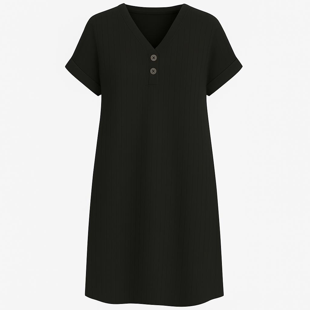 Damen Lockeres V-Ausschnitt T-Shirt Kleid Plus Size Strandkleid 2024