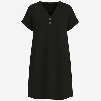 Damen Lockeres V-Ausschnitt T-Shirt Kleid Plus Size Strandkleid 2024