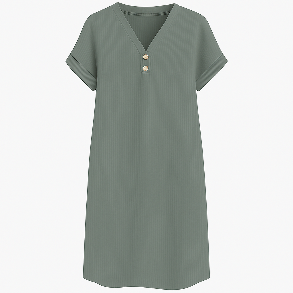 Damen Lockeres V-Ausschnitt T-Shirt Kleid Plus Size Strandkleid 2024