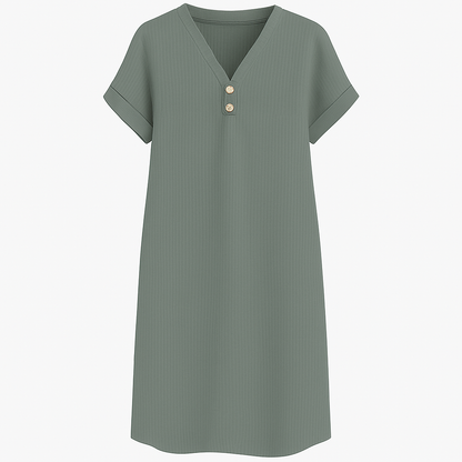 Damen Lockeres V-Ausschnitt T-Shirt Kleid Plus Size Strandkleid 2024