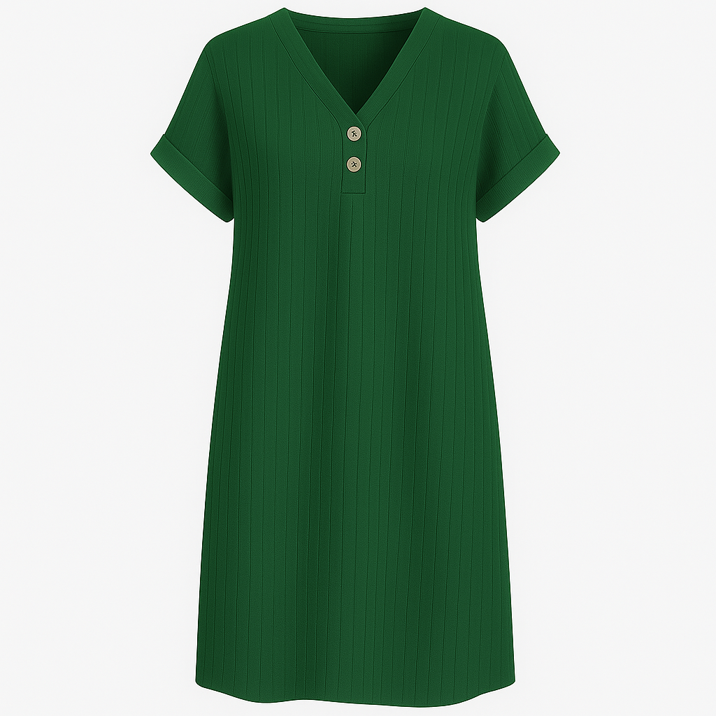 Damen Lockeres V-Ausschnitt T-Shirt Kleid Plus Size Strandkleid 2024
