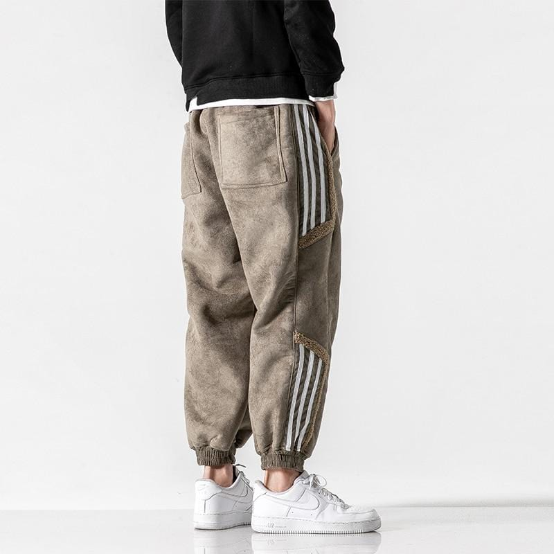 Men’s Casual Joggers Warm Tapered Pants with Athletic Stripe Design