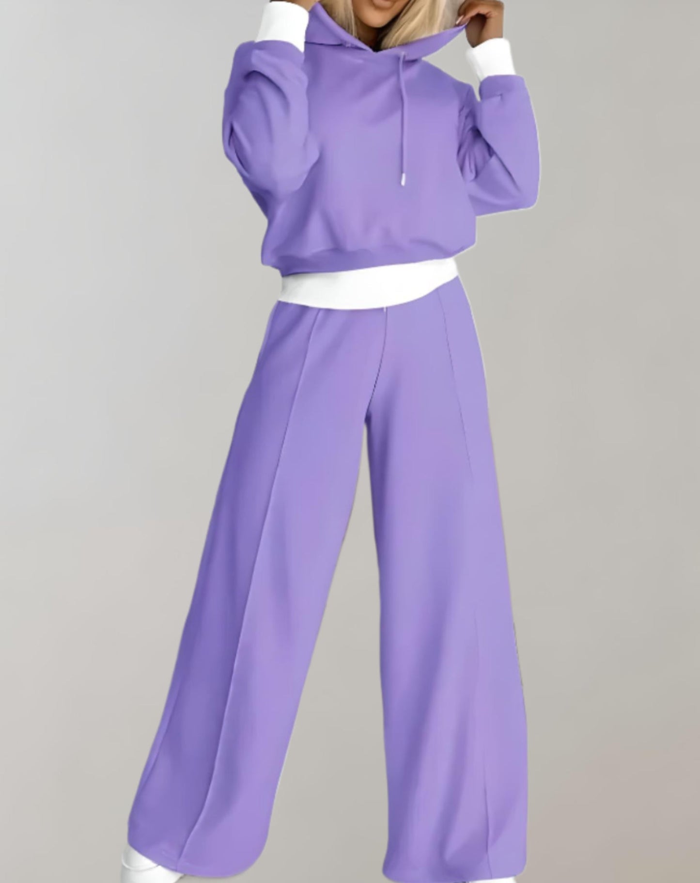 Women’s Tracksuits Cropped Hoodie with Wide-Leg Trousers