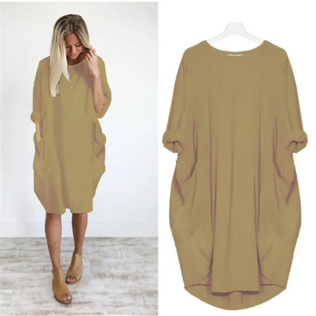 Variant image for Übergrößen Kleid mit Taschen, Entspannte Passform, Weicher Leichter Stoff, Größen S-5XL, Sommerkleid große Größen-53