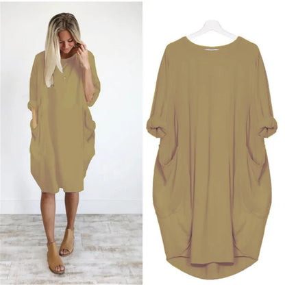 Variant image for Übergrößen Kleid mit Taschen, Entspannte Passform, Weicher Leichter Stoff, Größen S-5XL, Sommerkleid große Größen-53