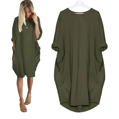Variant image for Übergrößen Kleid mit Taschen, Entspannte Passform, Weicher Leichter Stoff, Größen S-5XL, Sommerkleid große Größen-41