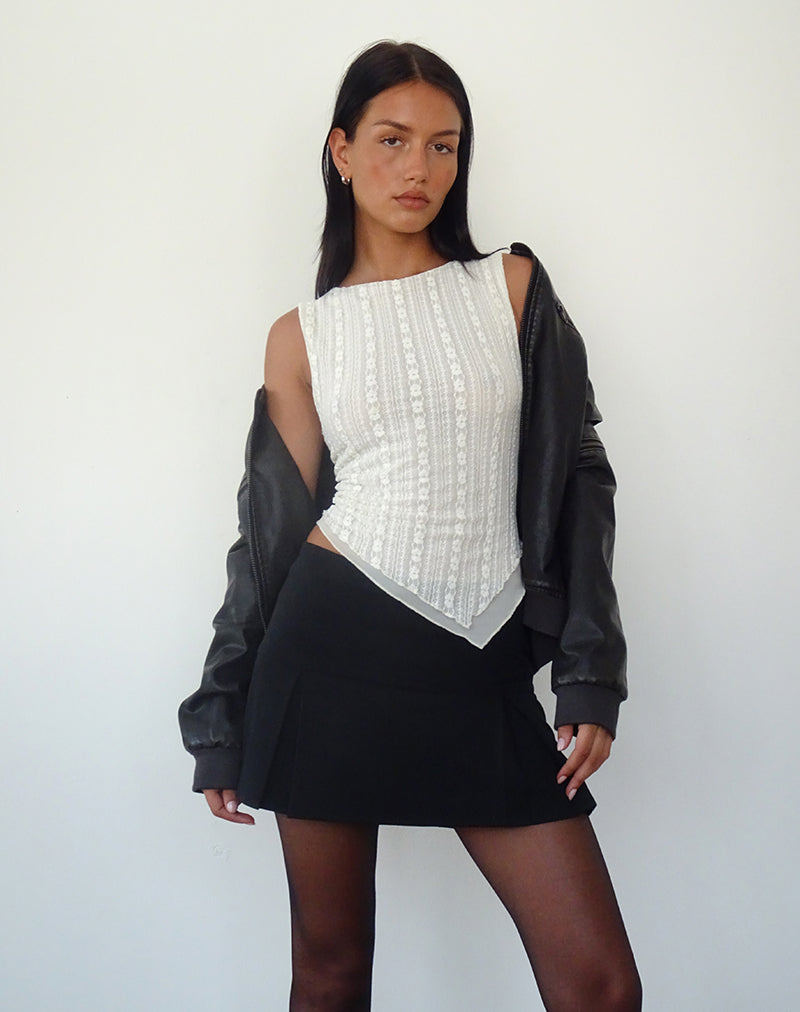 Elegante Ärmelose Spitzenbluse Für Damen Mit Asymmetrischem Saum Und Geschichtetem Design-5