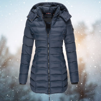 Women’s Hooded Puffer Jacket Warm Full-Zip Winter Outerwear