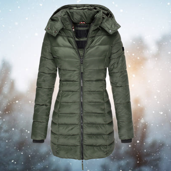 Women’s Hooded Puffer Jacket Warm Full-Zip Winter Outerwear