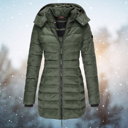 Women’s Hooded Puffer Jacket Warm Full-Zip Winter Outerwear