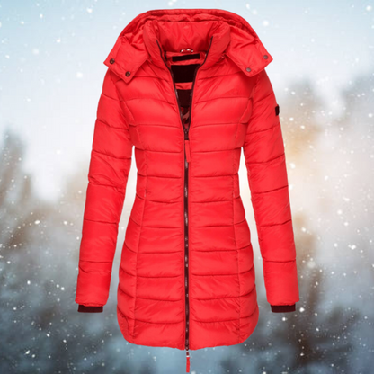 Women’s Hooded Puffer Jacket Warm Full-Zip Winter Outerwear
