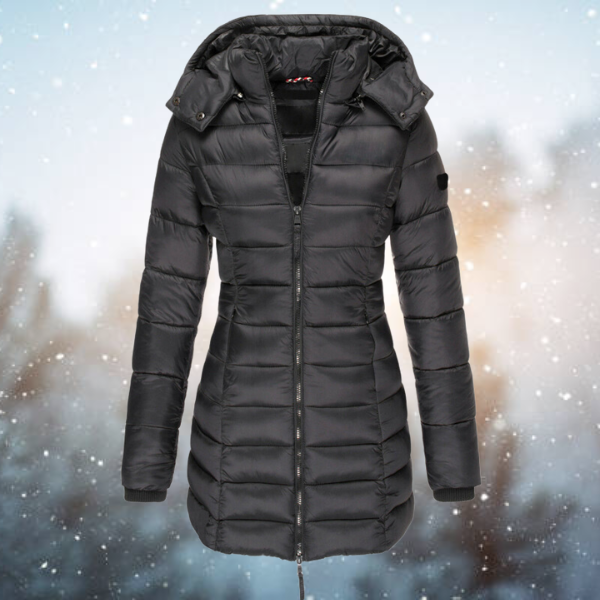 Women’s Hooded Puffer Jacket Warm Full-Zip Winter Outerwear