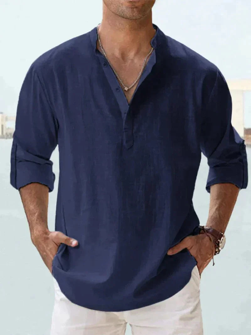 Leinenhemd Herren, Atmungsaktives Entspanntes Fit, Klassisches Design, Ideal für Sommer und Lässige Anlässe