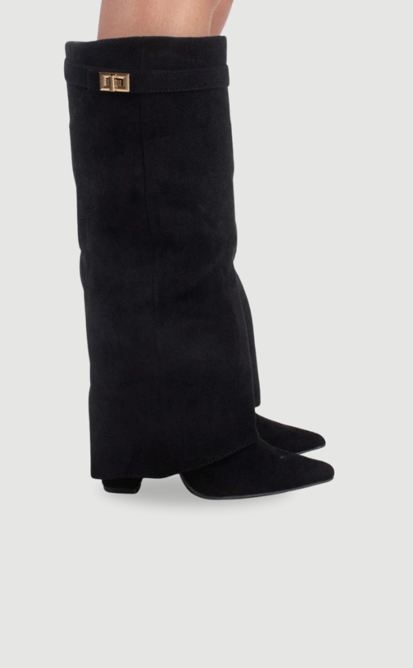 Women's Knee High Boots with Flared Top Heel