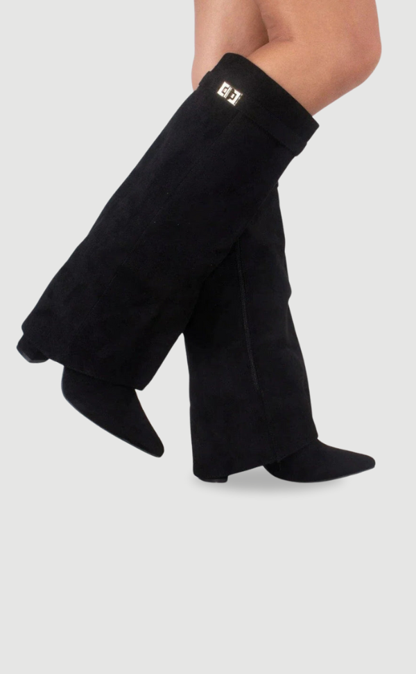 Women's Knee High Boots with Flared Top Heel