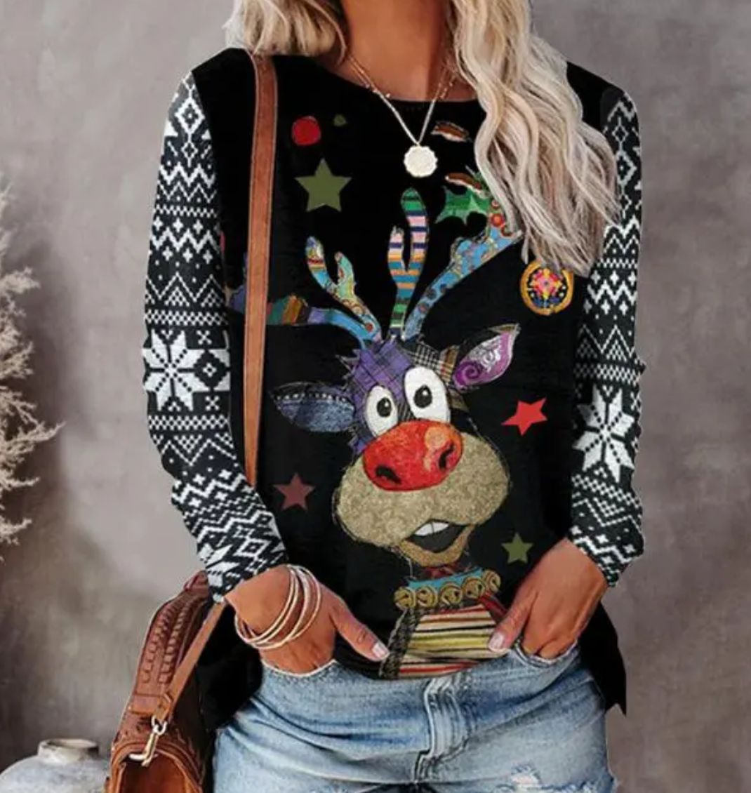 Women’s Cozy Deer Christmas Jumper Warm & Festive Holiday
