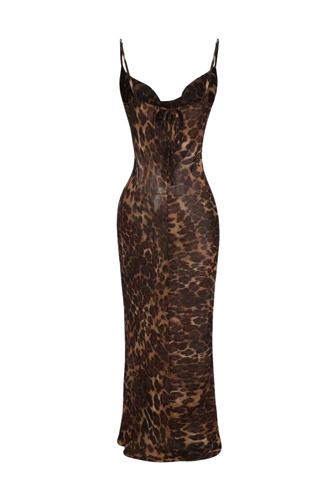 Leopardenmuster Maxikleid Sommer Damen Mit Verstellbarem Gürtel, Lange Kleider Bodycon Silhouette