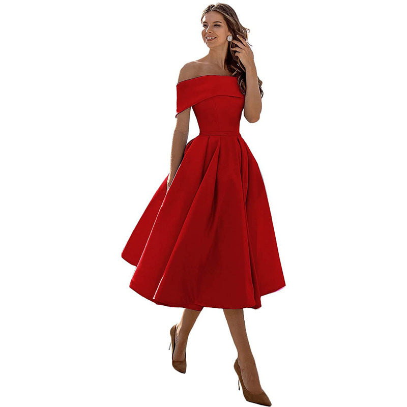 Festliches Damenkleid – trägerloses Design, schimmernder Satin, für Hochzeitsgäste 10