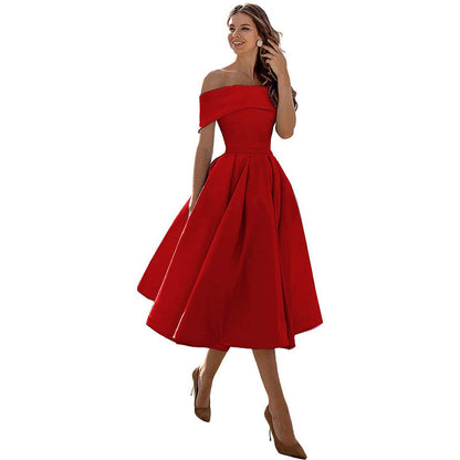 Festliches Damenkleid – trägerloses Design, schimmernder Satin, für Hochzeitsgäste 10