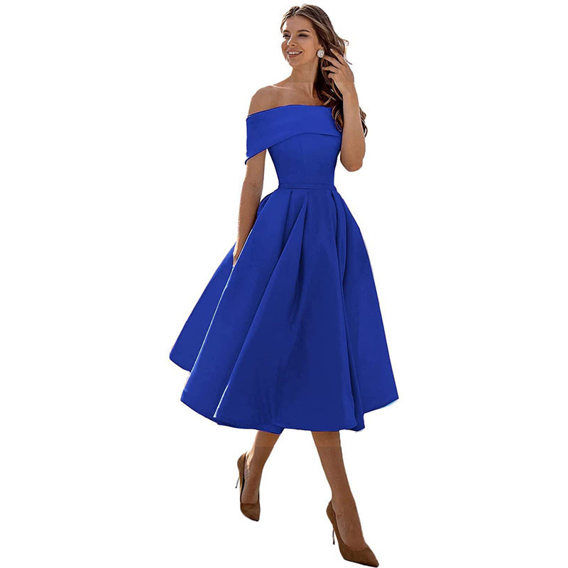 Festliches Damenkleid – trägerloses Design, schimmernder Satin, für Hochzeitsgäste 11
