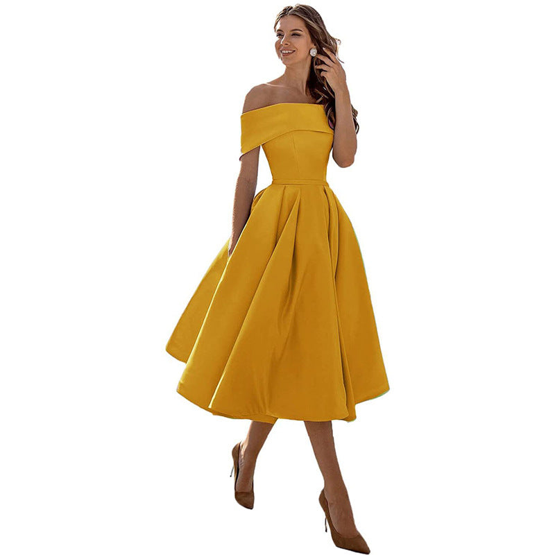 Festliches Damenkleid – trägerloses Design, schimmernder Satin, für Hochzeitsgäste 12