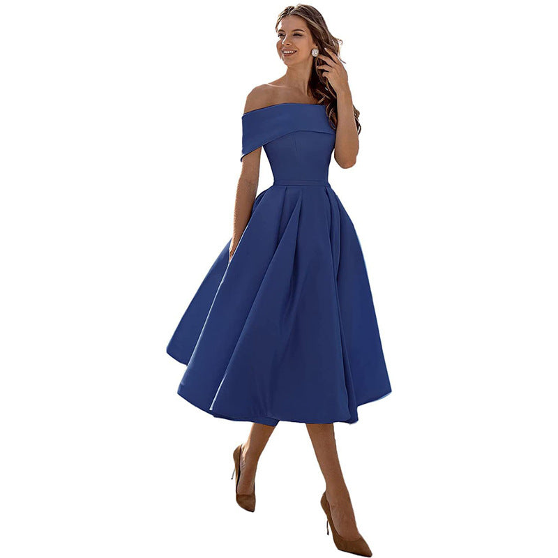 Festliches Damenkleid – trägerloses Design, schimmernder Satin, für Hochzeitsgäste 14