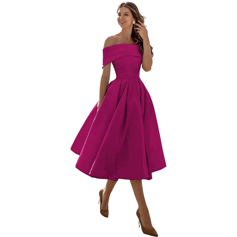 Festliches Damenkleid – trägerloses Design, schimmernder Satin, für Hochzeitsgäste 15