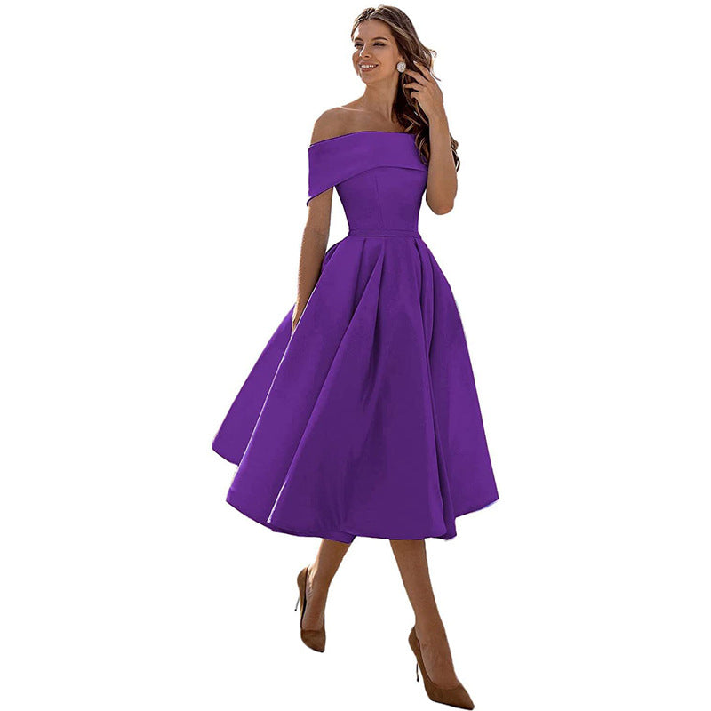 Festliches Damenkleid – trägerloses Design, schimmernder Satin, für Hochzeitsgäste 16