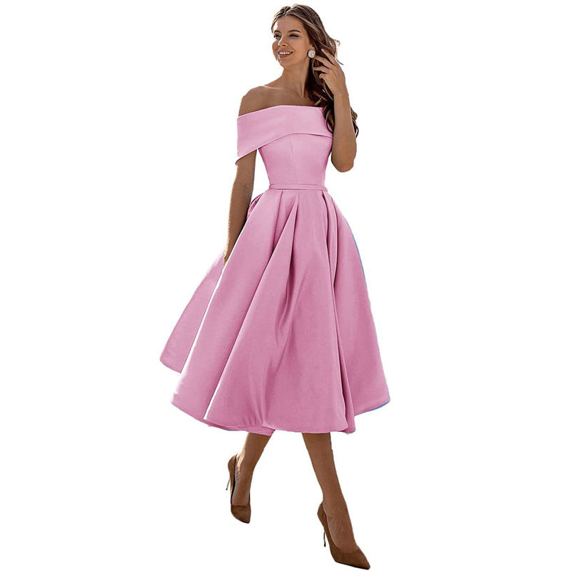 Festliches Damenkleid – trägerloses Design, schimmernder Satin, für Hochzeitsgäste 9