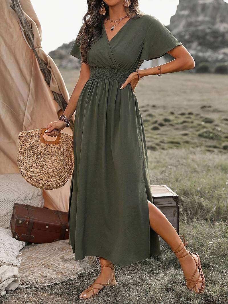 Festliches Damenkleid mit Bubikragen – leichtes, atmungsaktives Material, ideal für Hochzeitsgäste oder besondere Anlässe 1