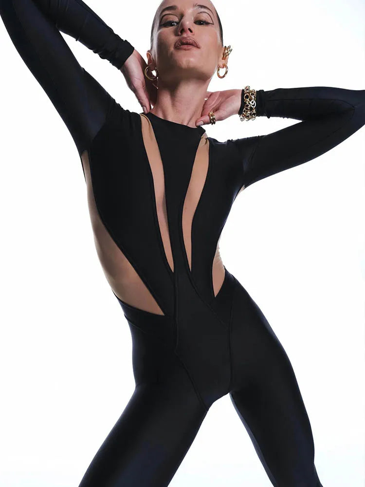 Figurbetonter Damen-Jumpsuit – Rundhalsausschnitt, dehnbar, für elegante Anlässe 2