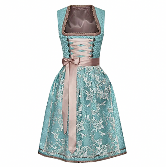 Figurschmeichelnde Damen Tracht – strapazierfähig, mit Bluse und Schürze, für festliche Anlässe 0