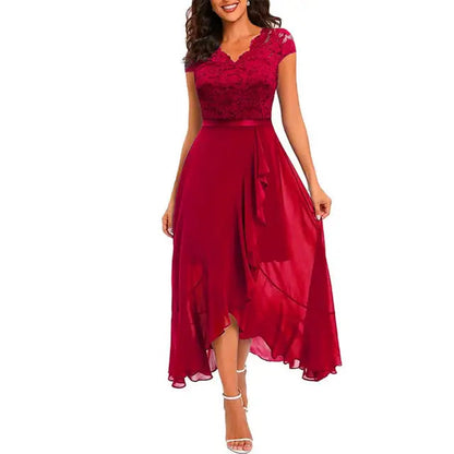 Flattering women’s lace party dress – sleeveless V-neck, perfect for festive occasions 6