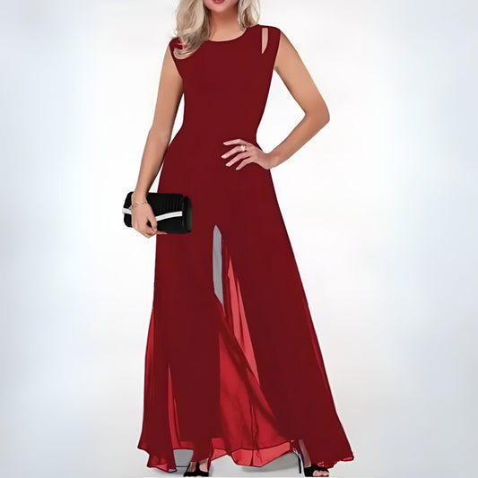 Flatternder Damen Jumpsuit – ärmellos, hochwertiges Material, für Hochzeiten und festliche Anlässe 0