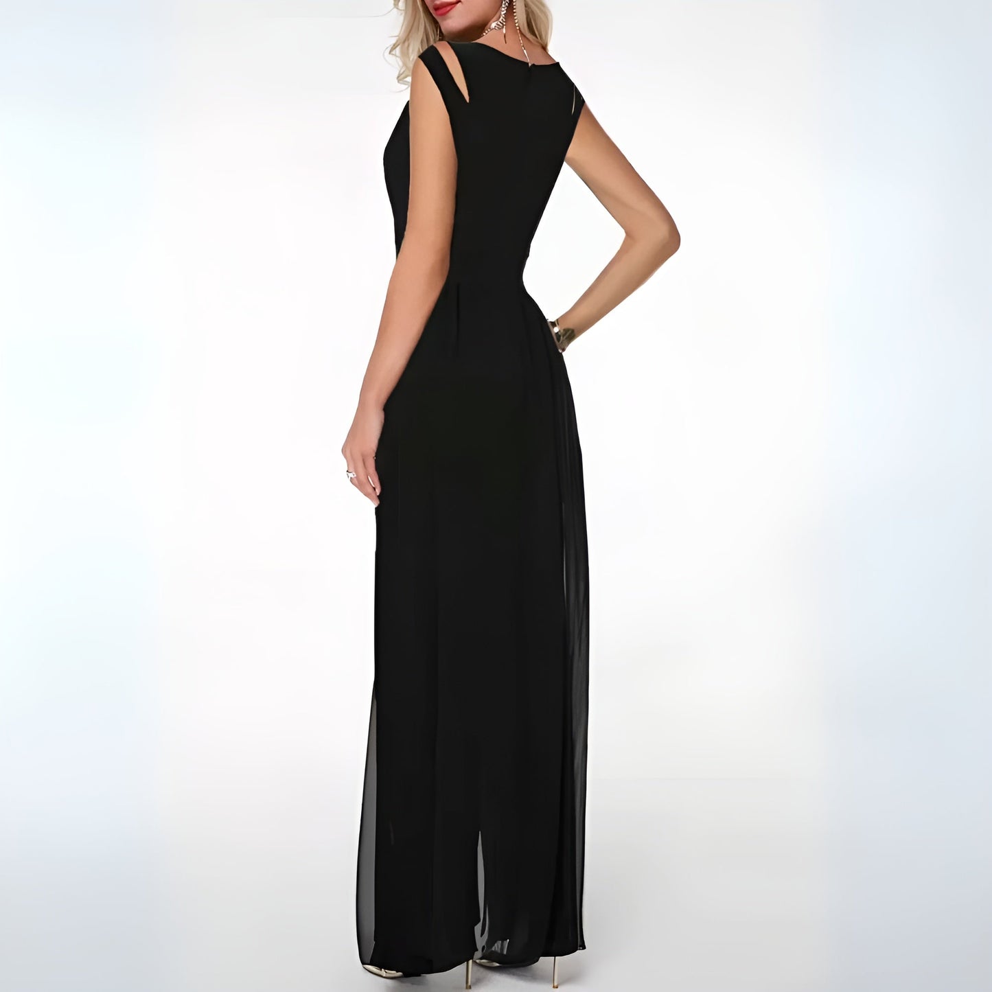 Flatternder Damen Jumpsuit – ärmellos, hochwertiges Material, für Hochzeiten und festliche Anlässe 1