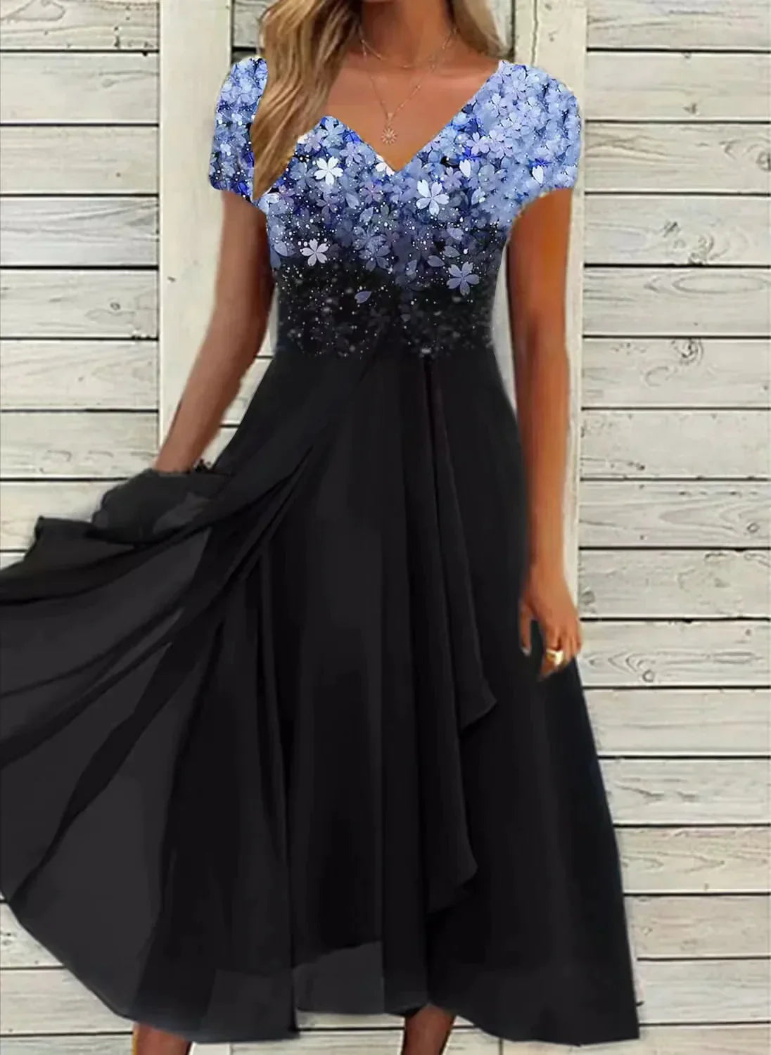 Fließendes Damen Festkleid – ärmellos, Chiffon, für Hochzeitsgäste und besondere Anlässe 0