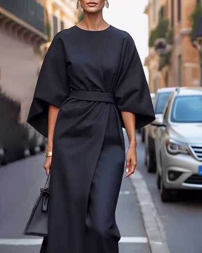 Fließendes Damen Kleid – Puffärmel, hochwertiger Stoff, für festliche Anlässe 0