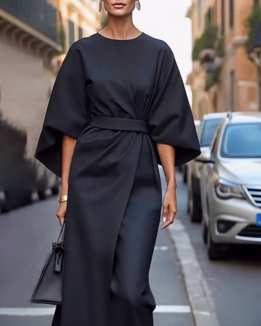 Fließendes Damen Kleid – Puffärmel, hochwertiger Stoff, für festliche Anlässe 0