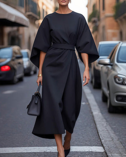 Fließendes Damen Kleid – Puffärmel, hochwertiger Stoff, für festliche Anlässe 1