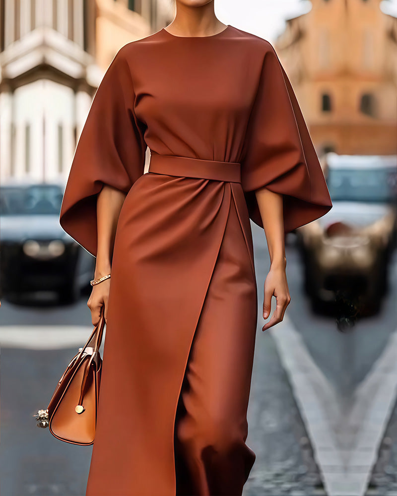 Fließendes Damen Kleid – Puffärmel, hochwertiger Stoff, für festliche Anlässe 3