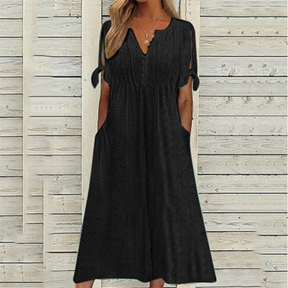 Fließendes Damenkleid – Spitzenmuster, hochwertig, für Hochzeiten und festliche Anlässe 2