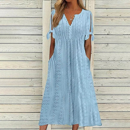 Fließendes Damenkleid – Spitzenmuster, hochwertig, für Hochzeiten und festliche Anlässe 3
