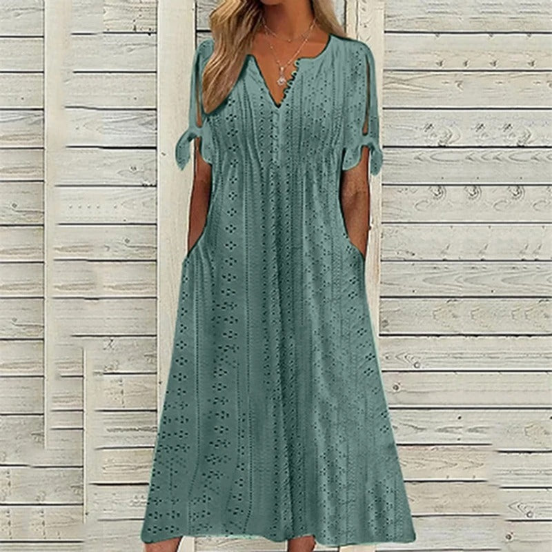 Fließendes Damenkleid – Spitzenmuster, hochwertig, für Hochzeiten und festliche Anlässe 5