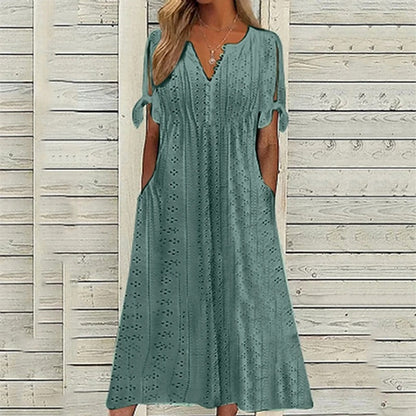 Fließendes Damenkleid – Spitzenmuster, hochwertig, für Hochzeiten und festliche Anlässe 5