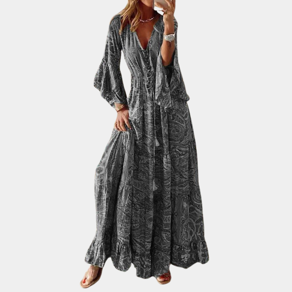 Fließendes damenkleid – figurbetont im Boho-Stil, hochwertiger Polyester, für festliche Anlässe 1