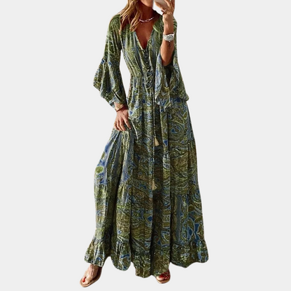 Fließendes damenkleid – figurbetont im Boho-Stil, hochwertiger Polyester, für festliche Anlässe 2