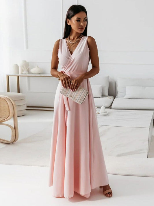 Elegantes V-Ausschnitt Damenkleid – Schmeichelhaftes Knielanges Cocktailkleid für Festliche Anlässe